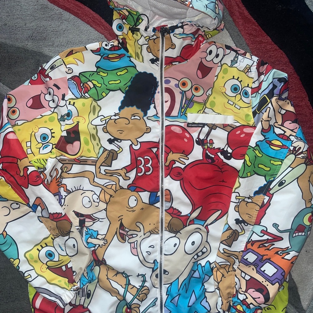 Members Only & Nickelodeon 90’s Cartoons Windbreaker Jacket Coat Large